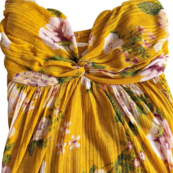FREE PEOPLE Mirage Convertible Tunic Tank Top Dress Hi Low Yellow Floral Boho S - Picture 9 of 10